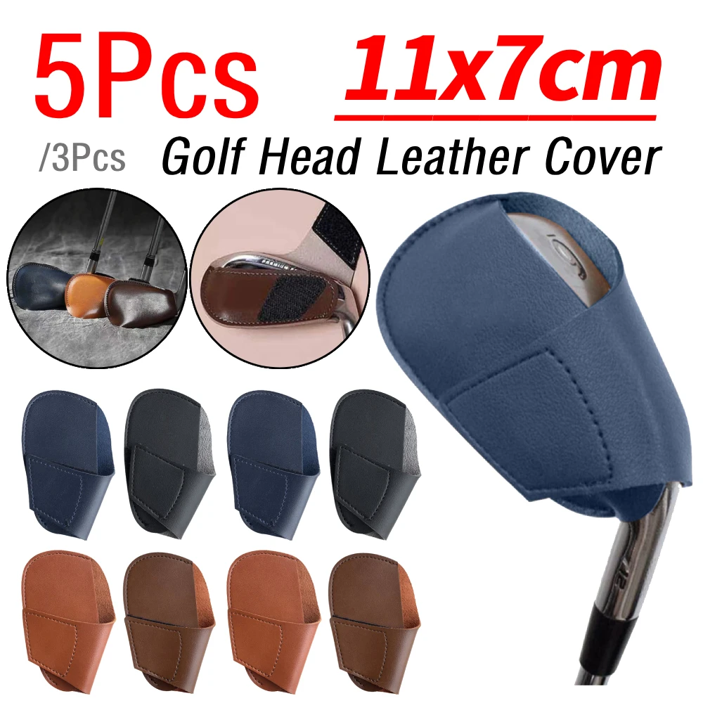3/5Pcs Golf Head Leather Wedges Cover Universal Swing Club Push Putter Head Covers Universal Portable Outdoor Golf Accessoires