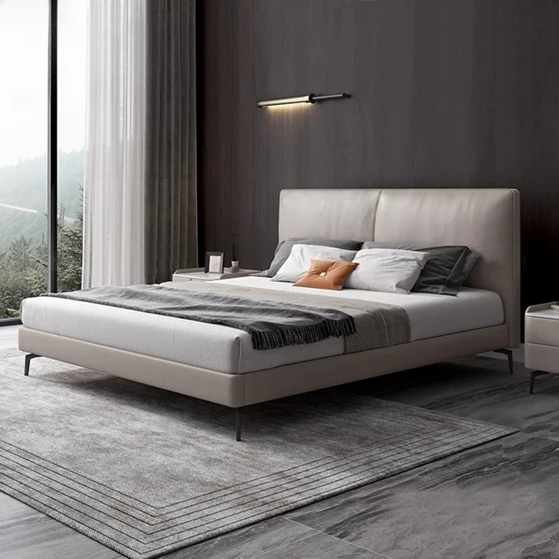 

AAMinimalist Light Luxury Genuine Leather Bed 1.8m Master Bedroom Double Bed