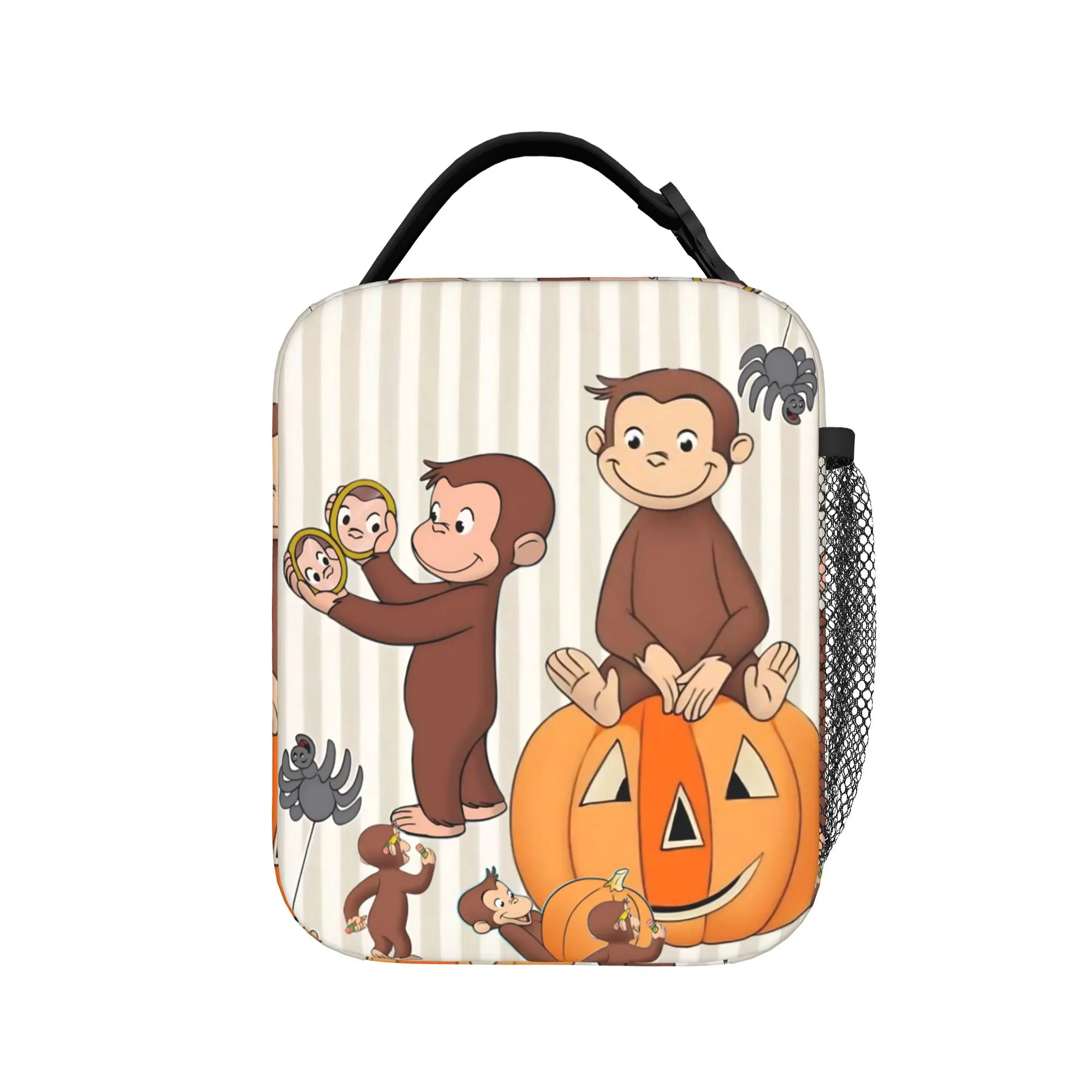 Cute Monkey Curious George Insulated Lunch Bags Thermal Bag Reusable,Meal Container  High Capacity Tote Lunch Box College
