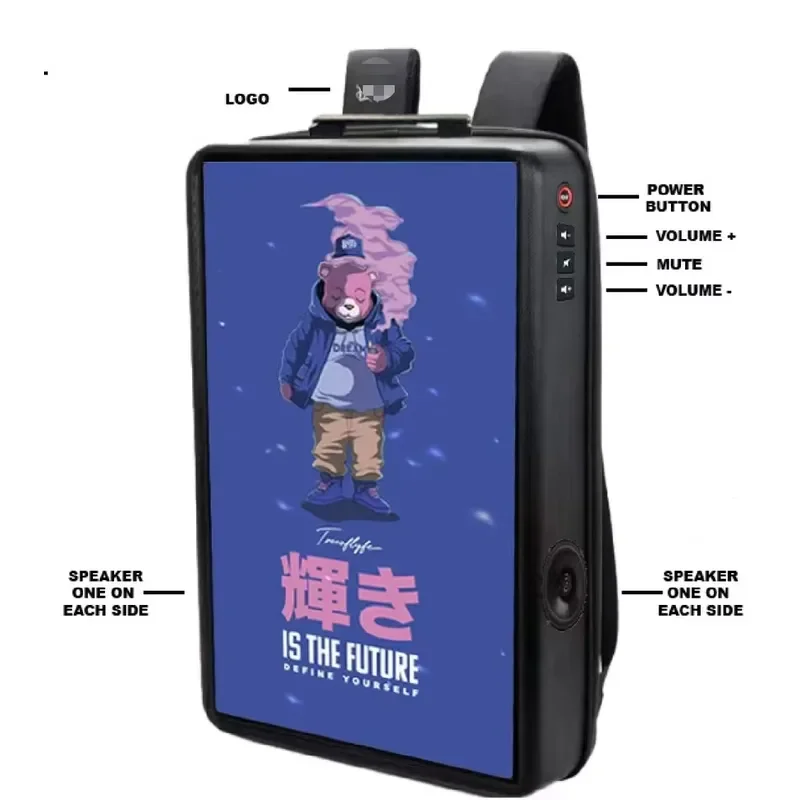 for 15.4 Inch Outdoor LCD Backpack Waterproof Walking Billboard Customizable Android Board Advertising Display Screen
