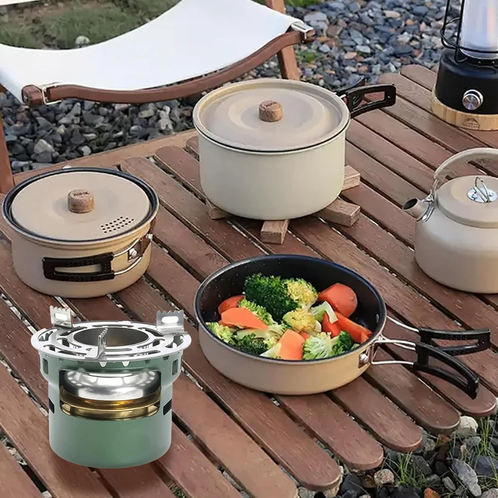 Mini Alcohol Stove Spirit Burner with Pot Stand, Portable Camping Stove,Outdoor Camping Burner for BBQ Cooking Picnic view 3