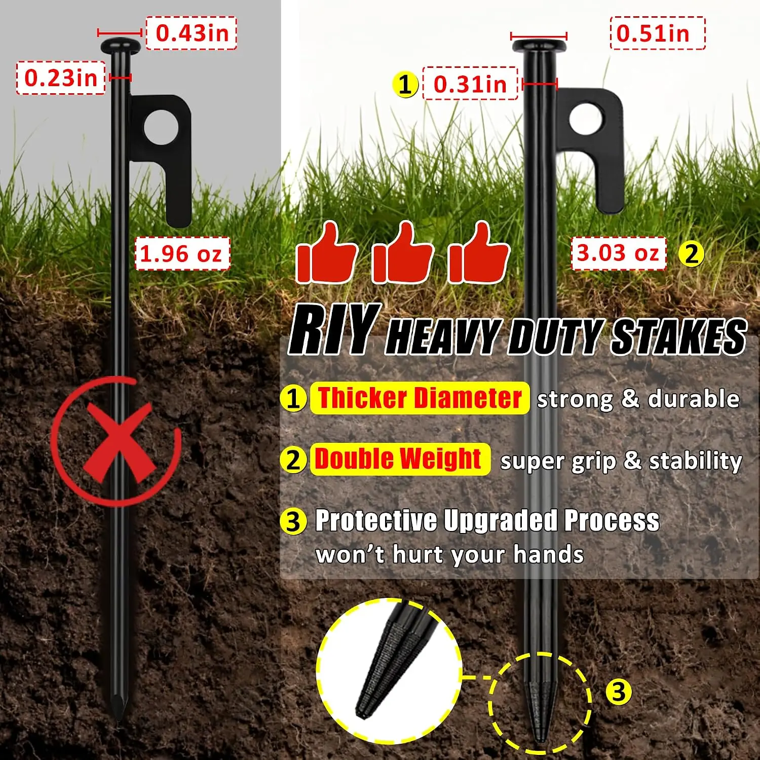 4/8 Tent Stakes Heavy Duty Metal Tent Pegs for Camping Steel Tent Stakes Unbreakable and Inflexible Outdoor Tent Canopy Garden