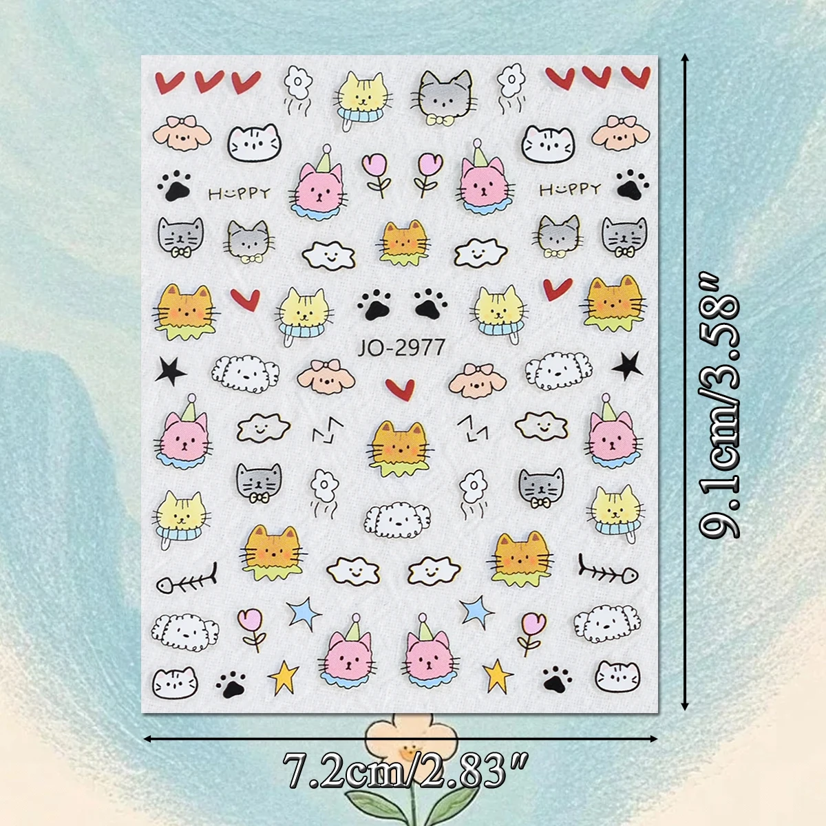 3/6/12 Blatt 3D Geprägte Schwarze Katzen-Nagelaufkleber Niedliche Cartoon-Kätzchenpfoten Fischgrätenmuster Selbstklebende DIY-Nagelsticker – Detail 5