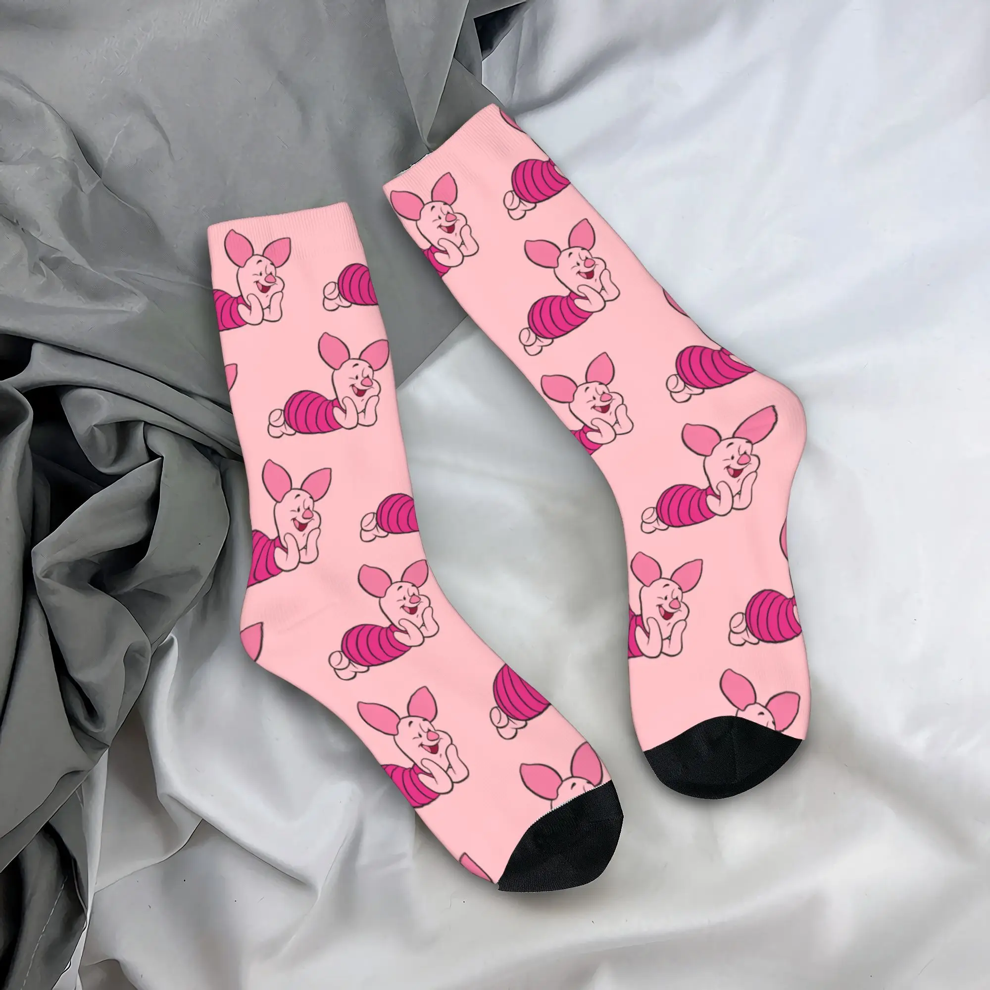 Winnie the Pooh piglet Socks for Women Men Merch All Season pink pig Warm Middle Tube Socks Sweat Absorbing