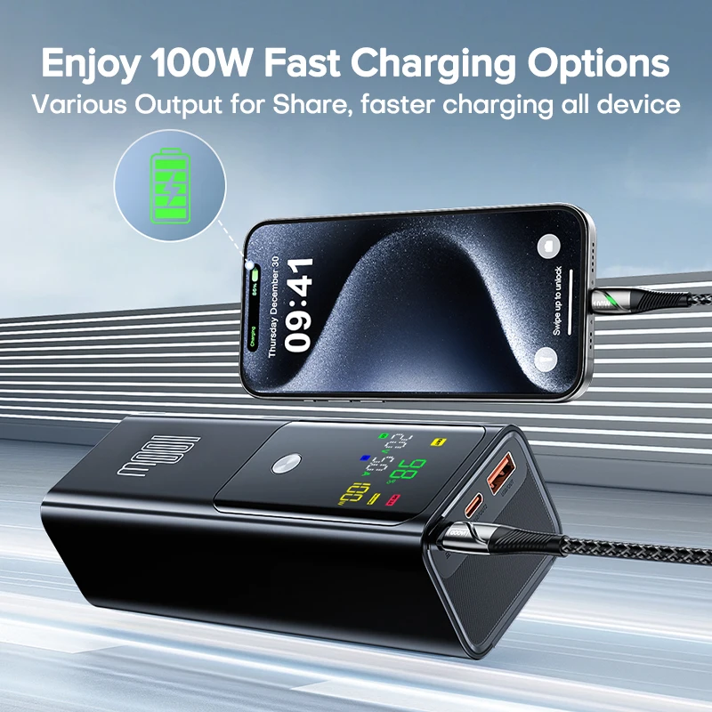 QOOVI PD 100W Power Bank 20000mAh External Battery Capacity Fast Charging Portable Charger Powerbank For Laptop iPhone Samsung