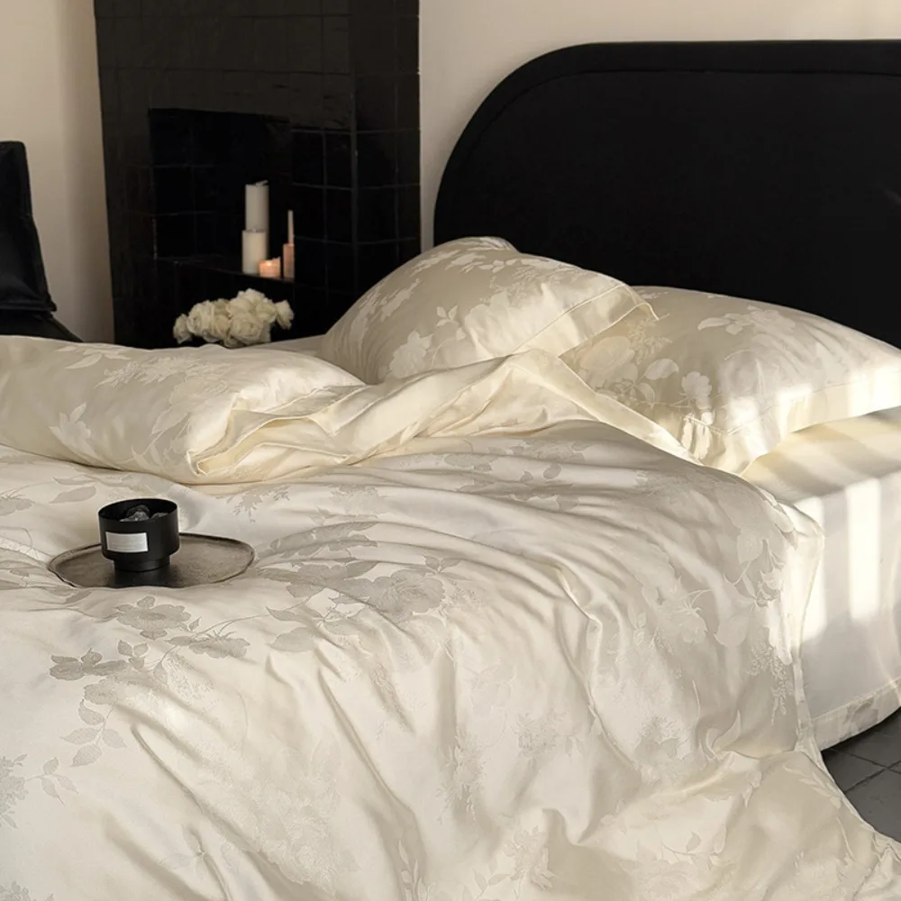 Cotton Four Piece Set, Light Luxury, High-end Feeling, Pure Cotton, All Cotton, Satin Jacquard Duvet Cover for All Seasons