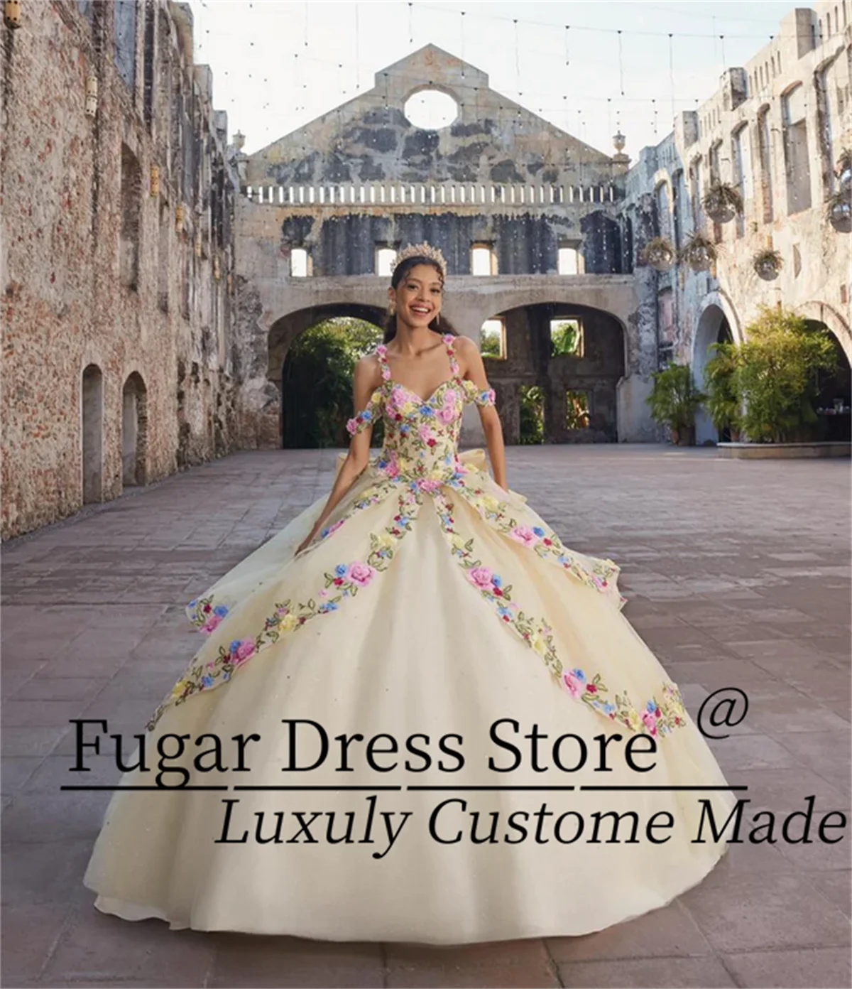

Customized Exquisite chiffon Quinceanera Luxuly Flower Embroidery Sweetheart Collar Formal Ball Gowns Vestidos de 15 quinceañer