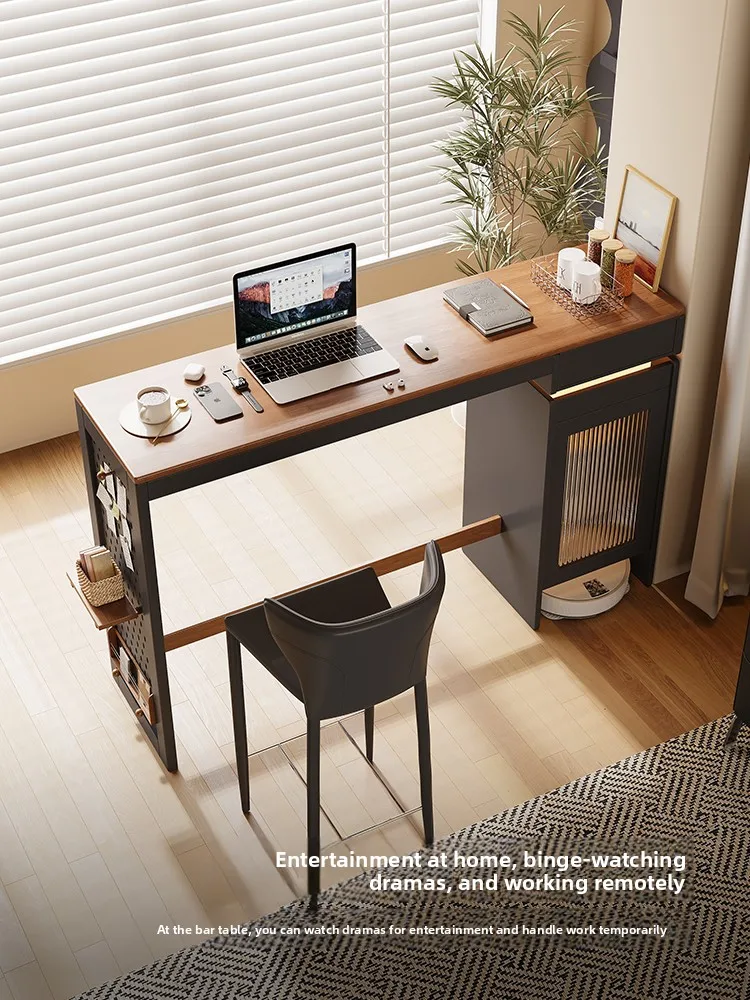 LMM home balcony office desk partition integrated high table living room against the wall