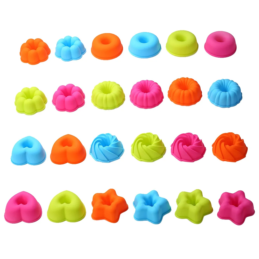 

24 Pcs Silicone Cake Cup Rectangular Large Molds Baking Cups Cupcake Liners DIY Muffin Non Stick Flexible Reusable Easy Clean