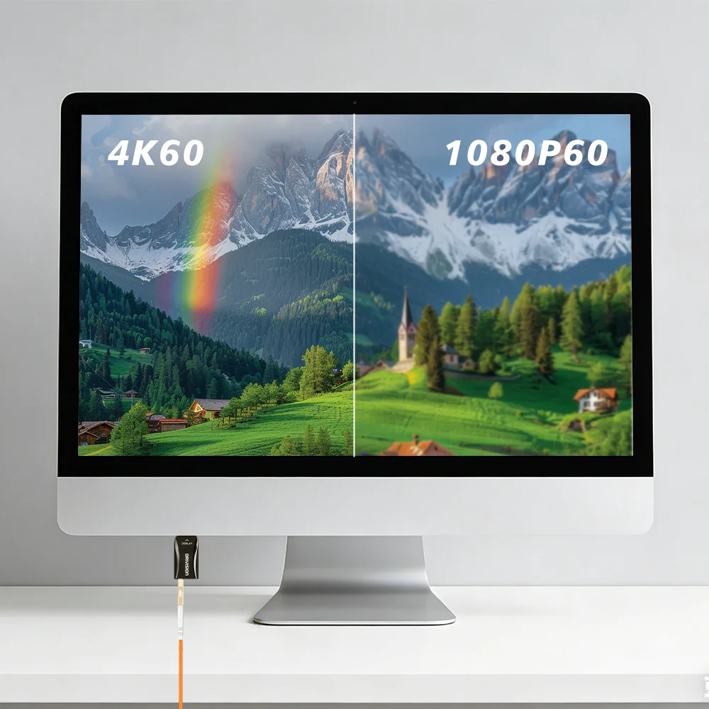 Extender HDMI Fiber Optik Mini 4K30 984FT/300M Single Core Multi Mode OM3 melalui Fiber