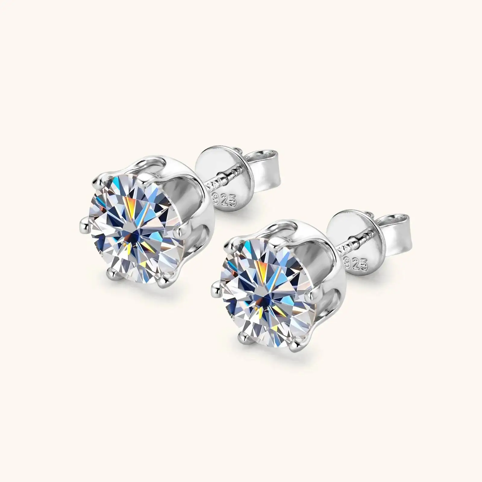 JoiasHome Ohrstecker aus 925er Sterlingsilber, 0,1–3 Karat, D-Farbe, Moissanit-Ohrstecker, funkelnder Piercing-Schmuck für Damen und Herren – Detail 12