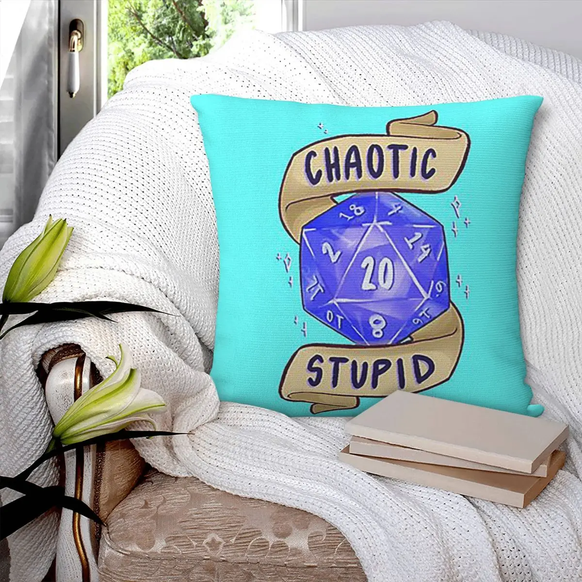 D20 Chaotic Stupid Square Pillowcase Pillow Cover Polyester Cushion Zip Decorative Comfort Throw Pillow for Home Car