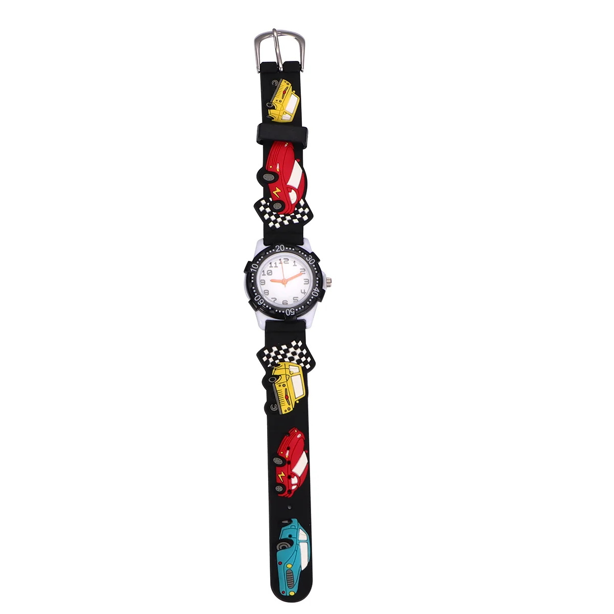 3D Cartoon Waterproof Watch Black Car Pattern Durable Wristband Comfortable for Gift 3D Watch