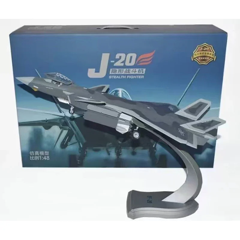 1:48 Scale J-20 Fighter Aircraft Model Diecast Alloy Static Display Classics Souvenir Collection Ornaments Toys Gifts Nostalgia