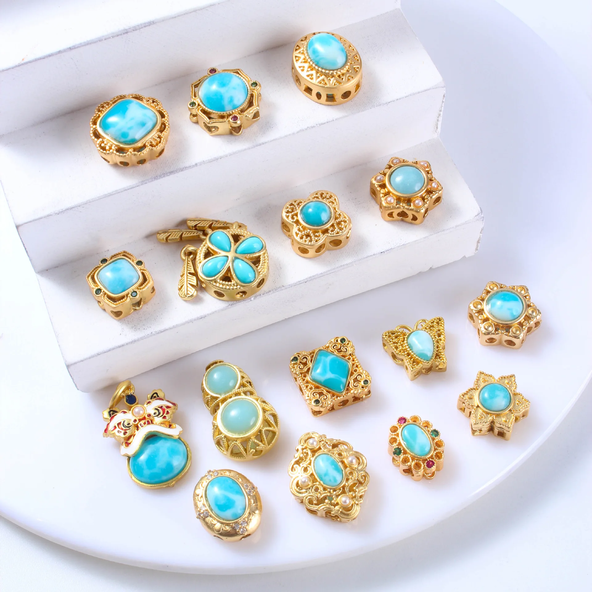 10 Pieces of Copper Gold-plated Inlaid with Sea Beads DIY Handmade Pearl Bracelet Necklace Jewelry Making Accessories Wholesale