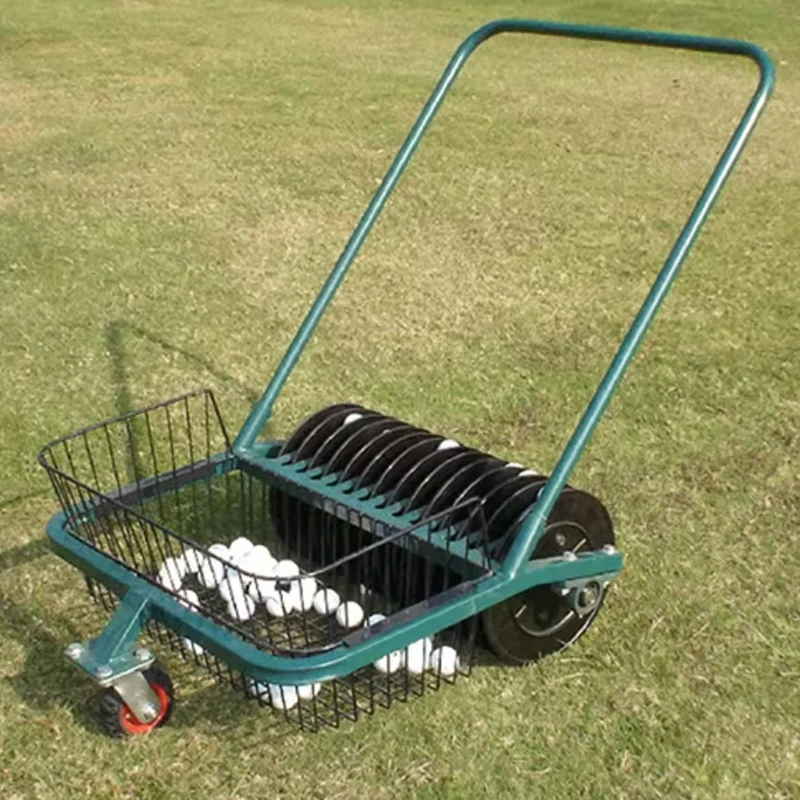 Efunist Green 13 Lane كرة جولف المنتقى بالدفع اليدوي جامع يدوي لنطاق القيادة سعة 600 كرة متينة فعالة