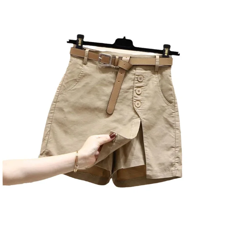 High Waist Slim Oversize Culottes Shorts Summer Women New Korean Skinny A-line Skirts Szorty Fashion Casual Split Pantaloncini