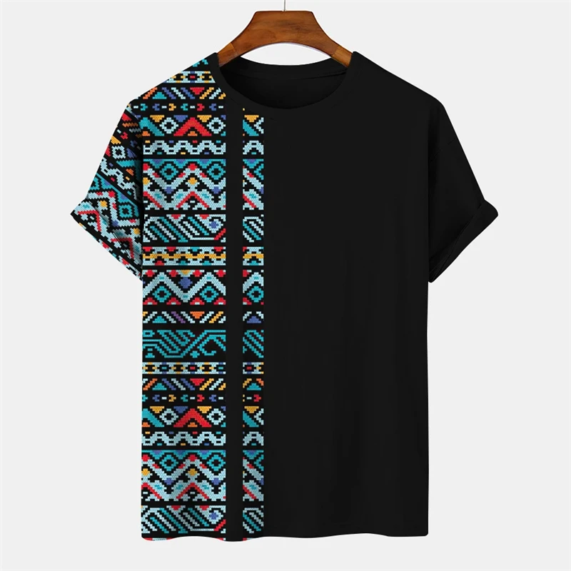 Vintage T-Shirt For Men 3d Print Stripe Tees Graphic Short Sleeve Oversized Tops Streetwear Summer Camisetas Men\'s Clothing 4XL