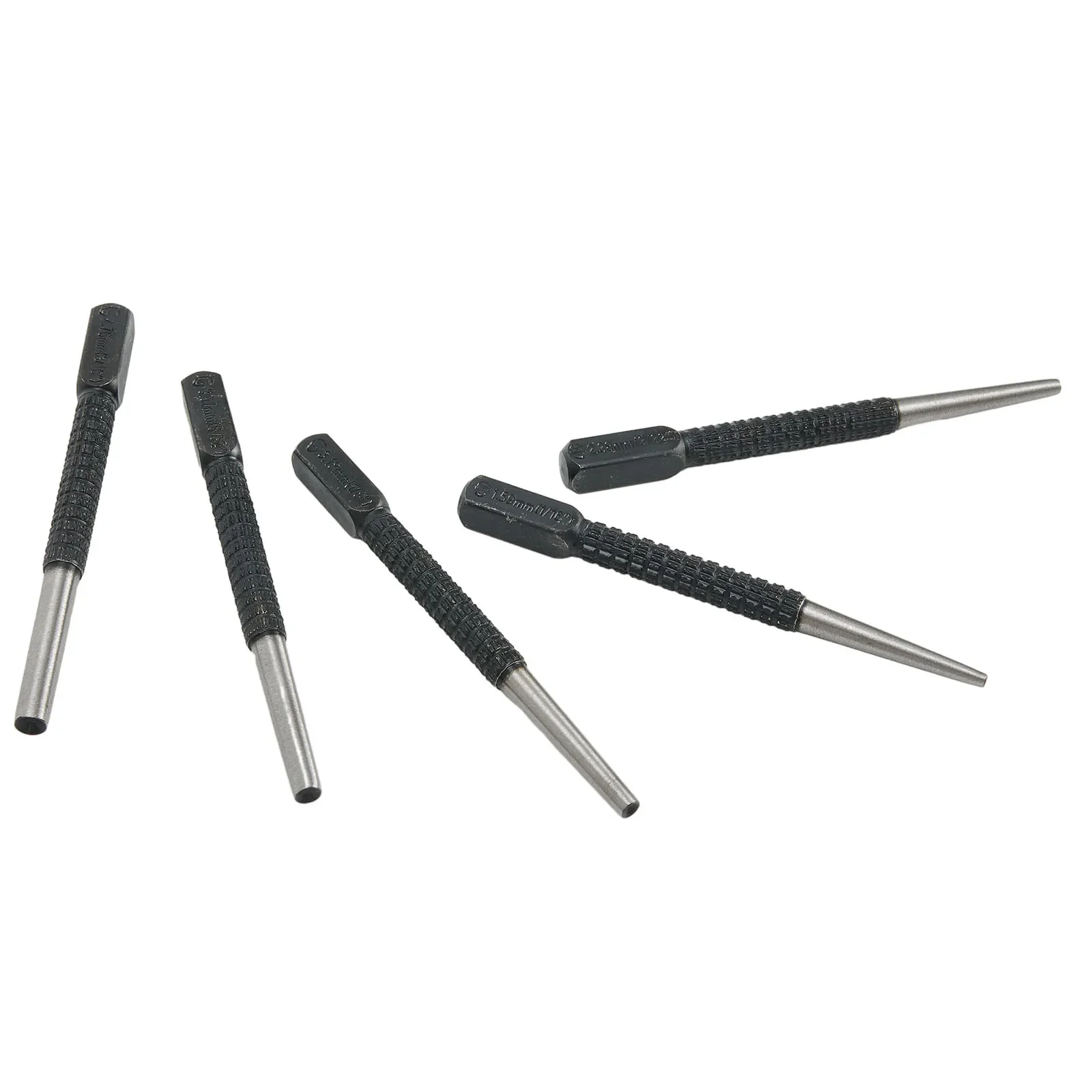 

5 Nail Punch Tool Set with Knurled Handles for Easy Grip Perfect for Punching Wood Metal and Plastics 100mm Length