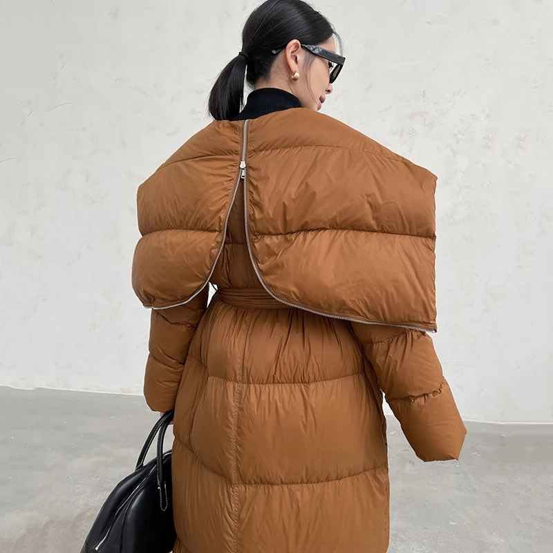 Chaqueta larga de plumón de pato blanco para mujer, abrigo grueso y cálido de alto grado, abrigo Parker con capucha, 90%