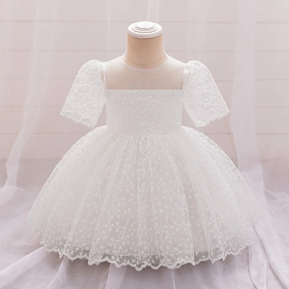 

Baby Girl Princess Dress Birthday 1st Birthday Party Tutu Baptism Wedding Party Lace Kids Toddler Ball Gown Clothes Children's