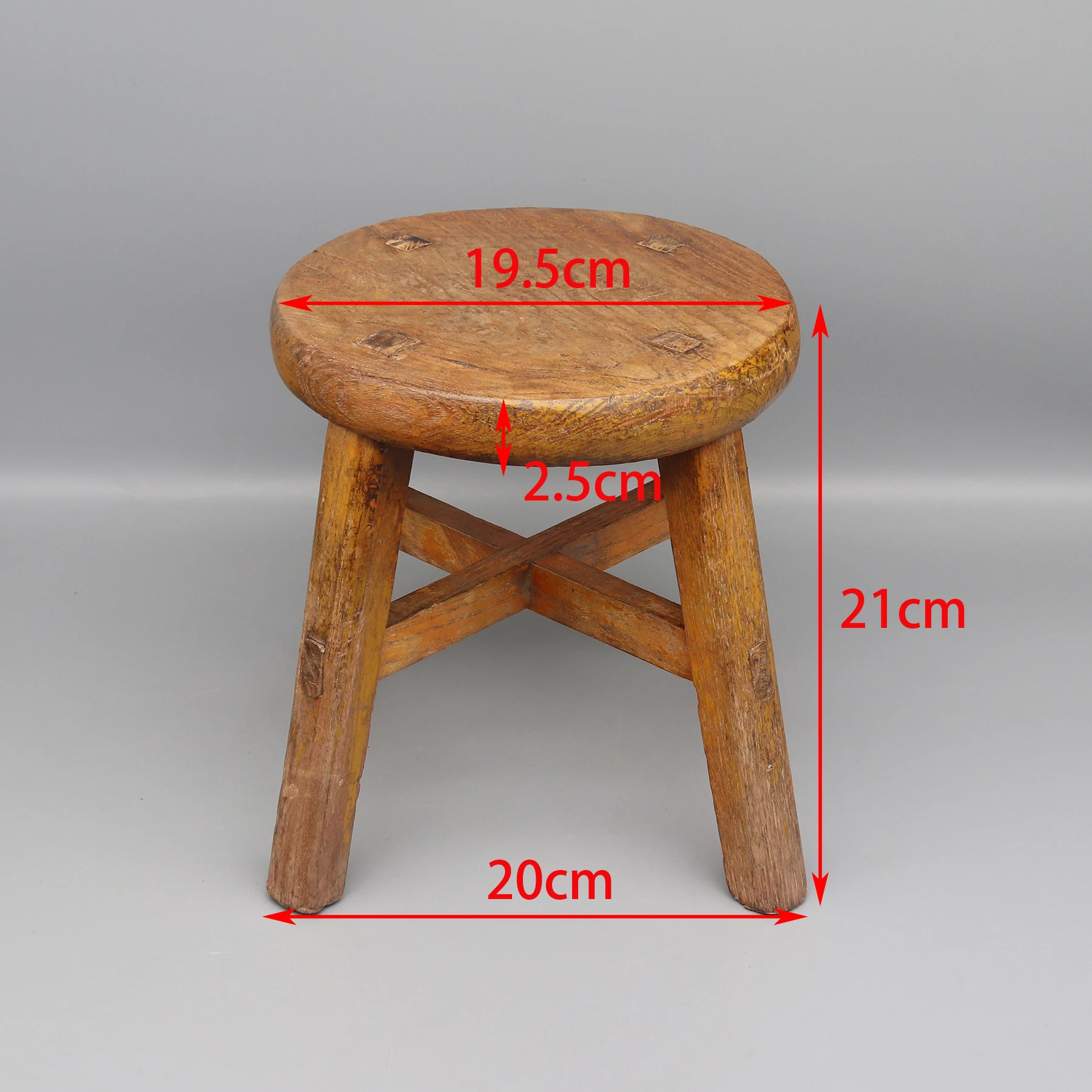 Round Wooden Stool, Mortise and Tenon Jointed Stool, Chinese Antique