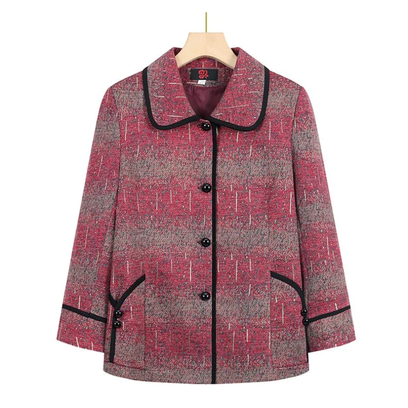 

Middle-aged Elderly Autumn Winter Plus Velvet Jacket New Fashionable Grandma Top Warm Loose Old Lady Clothes Women