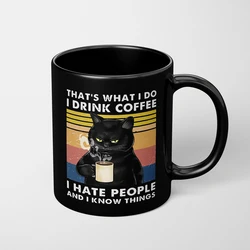 I drink coffee Cat Mug 11oz Funny Cats Black Ceramic Coffee Mug Office Tea Cup