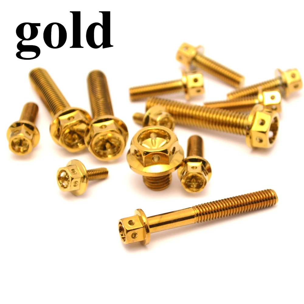 M6 Stainless Steel 304 Screw Electroplated Gold Screw Hexagon Screw Big Head Screw Electric Car Motorcycle