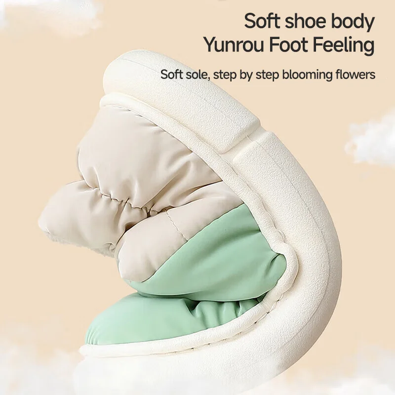 Zapatillas de mujer, zapatillas de algodón, estilo pareja, parte inferior gruesa, tela antideslizante, impermeable, parte superior alta, interior