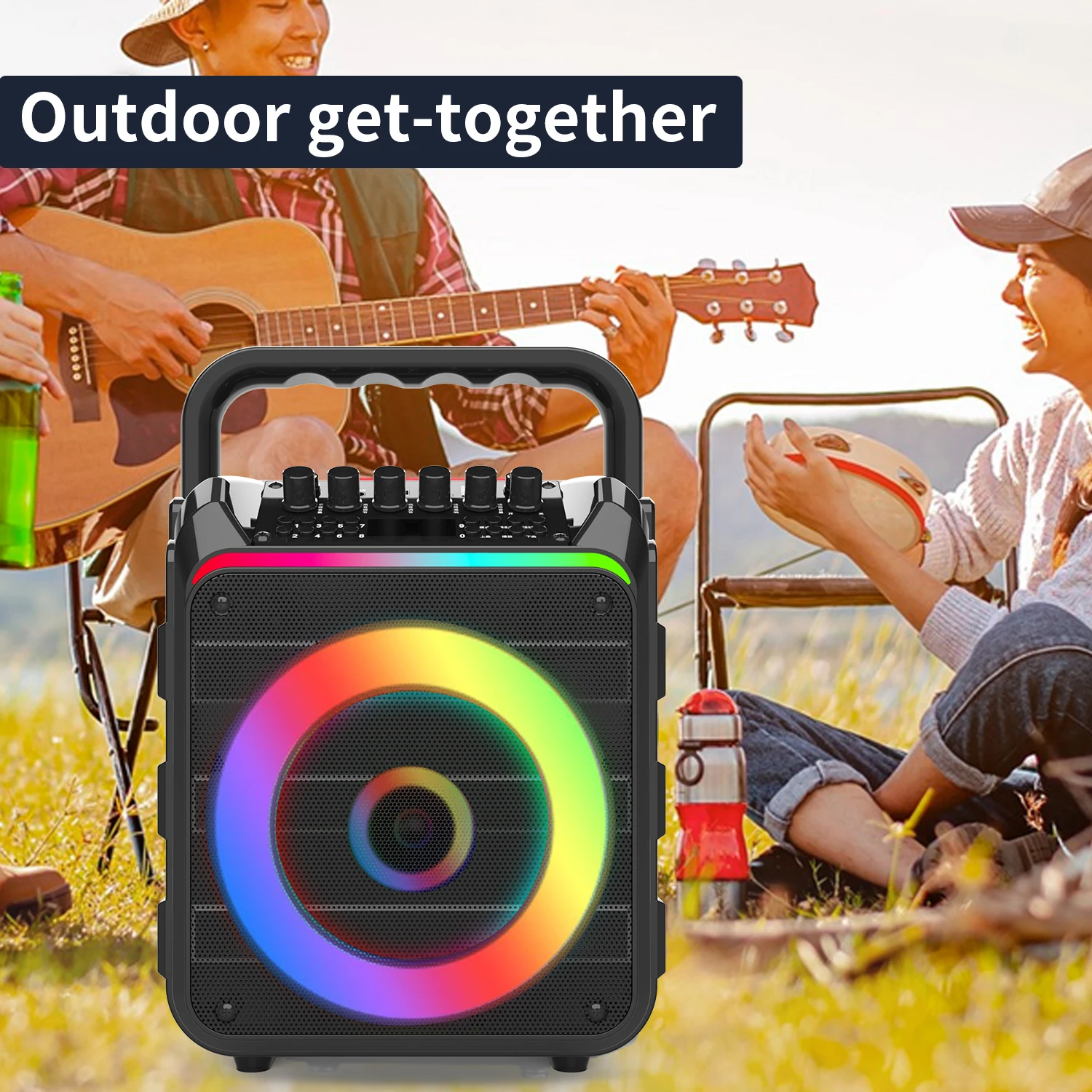 AMZ 인기 저렴한 K11 노래방 스피커, 가족 파티 노래를 위한 무선 마이크 2개 포함, Bt5.3V, TF, USB, FM 지원