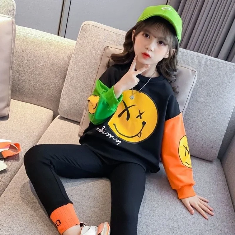 

Tracksuit Set for Girls Kids Clothes Spring Fall Korean Casual Fashion Cartoon Print Sportswear 2 Pcs Suits for Girls 2-12 Years