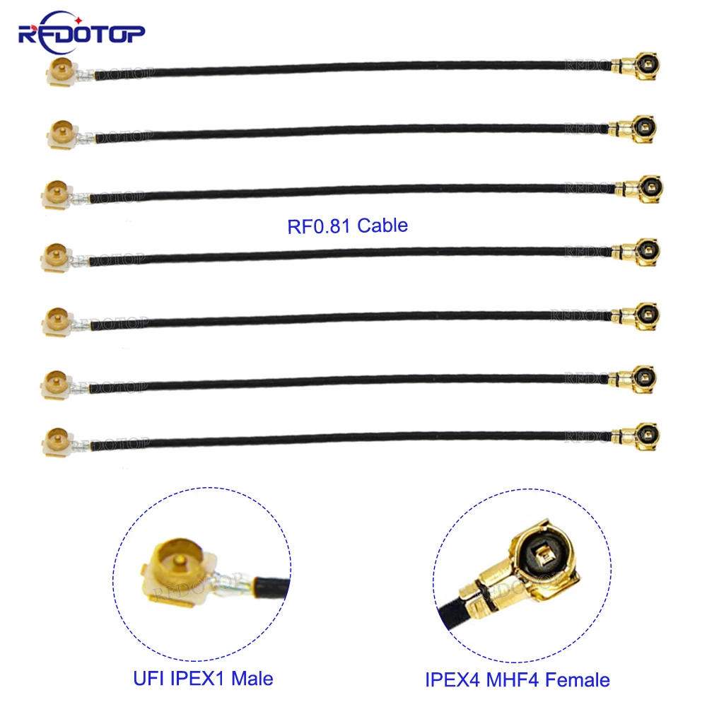 5Pcs/Lot RF0.81 Cable UFI IPEX1 Male to IPEX4 MHF4 Female Connector RF Coaxial Pigtail WIFI Antenna Extension Cord Jumper