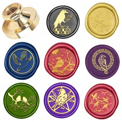 Pentagram Moon Crow Wax Seal Stamp Birds series Pigeon pattern Sealing Wax Stamp 25mm Removable Brass Head for Envelope Card