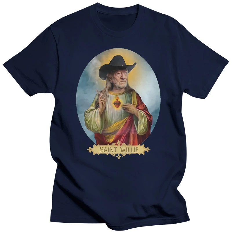 Brand Saint Willie Nelson Prayer Candle T-Shirt Men Short Sleeve T-Shirt