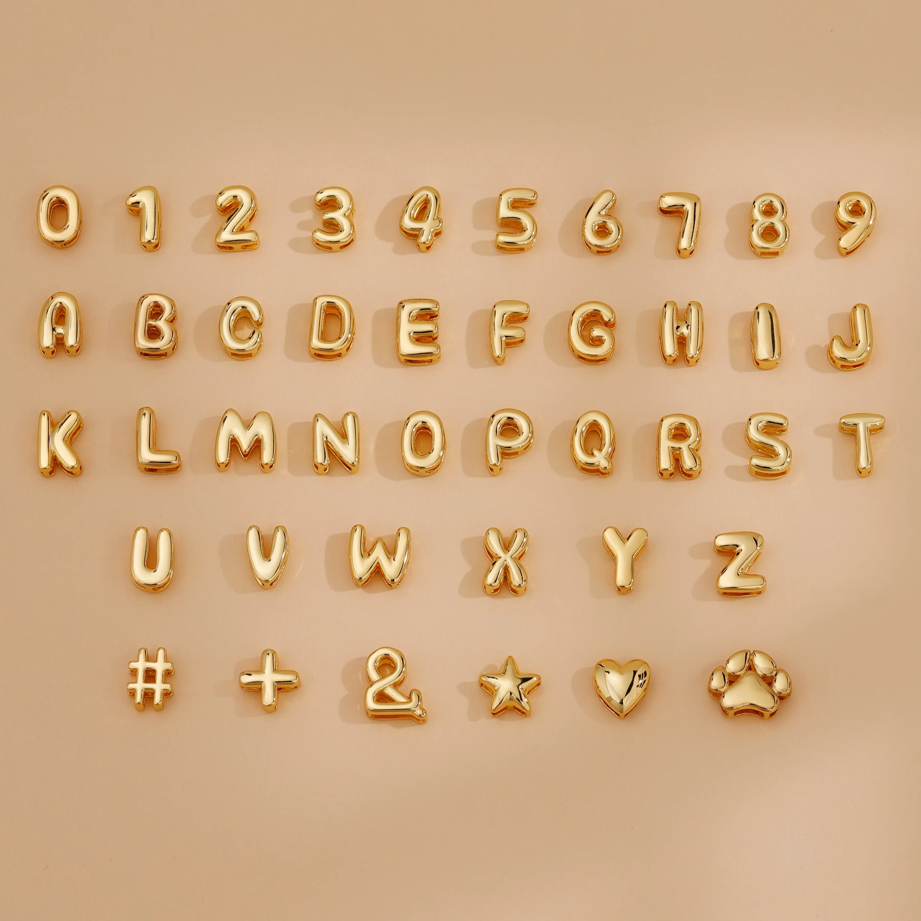 10pcs/lot 0-9 one set 3D Bubble Number Beads Charms Heart & # Symbol Beads 3D Initial Alaphabet Pendants Number Space Beads