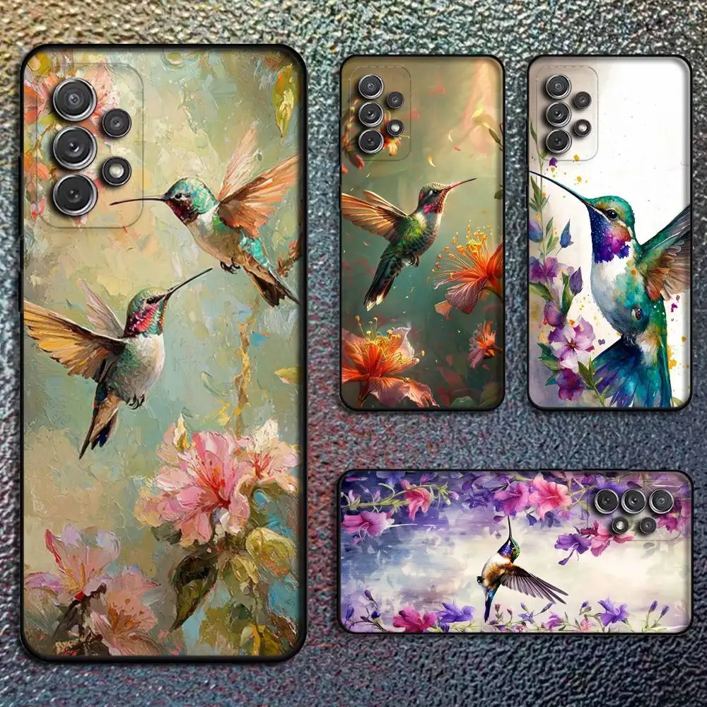 

Hummingbird and Flowers Phone Case For Samsung S25,S24,S21,S22,S23,S30,Ultra,S20,Plus,Fe,Lite,Note,10,9,5G Black Cover