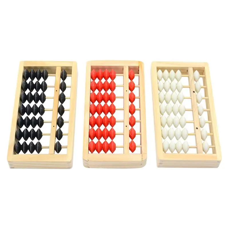 Chinese Abacus 7 Digit 5 Beads Column Abacus Black Bead Abacus Educational Counting Funny Math Learning Tool For Children