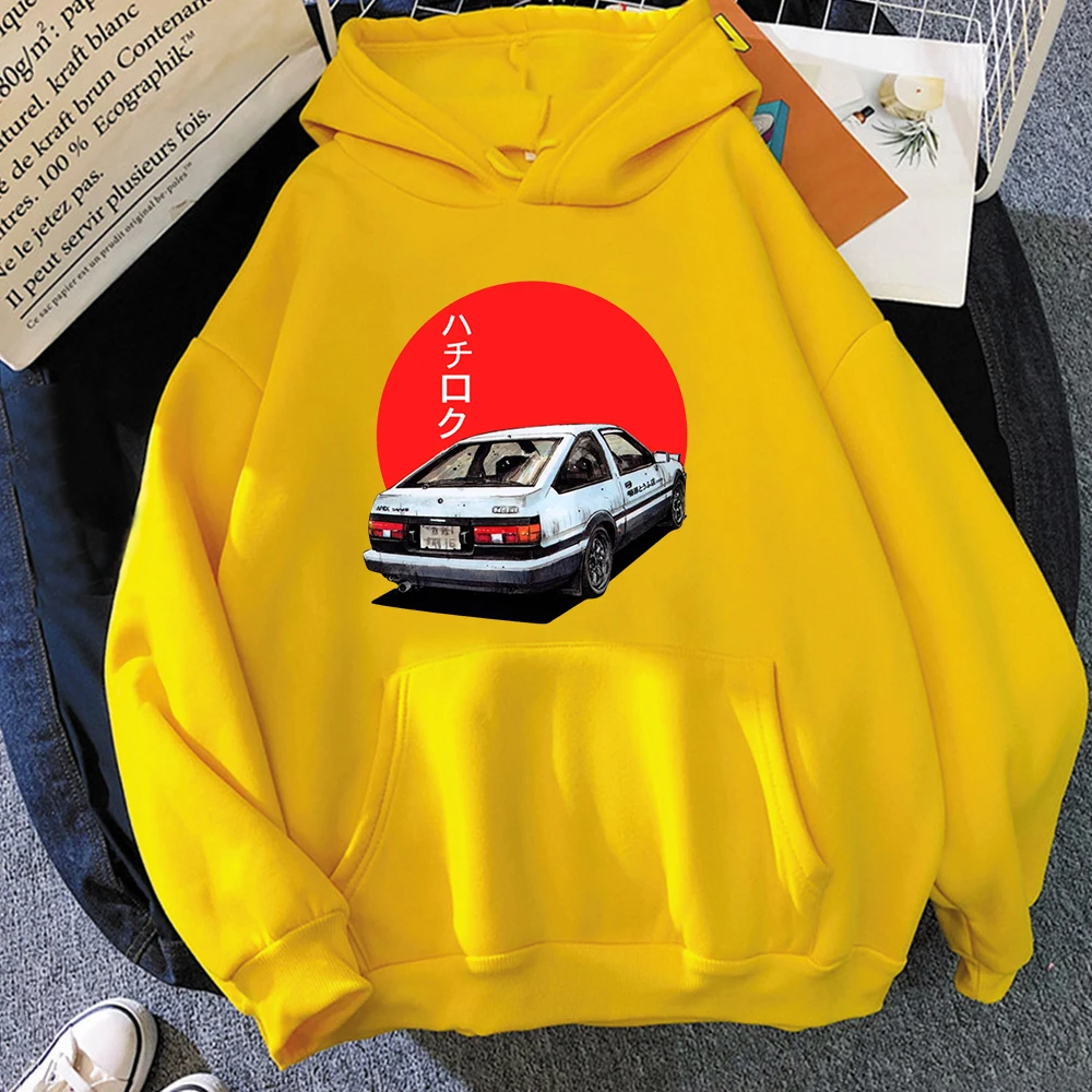 Manga Hoodie AE86 Fashion Print Sweatshirt Japanese Long Sleeve Hoodies Men Women Harajuku Anime Sweatshirts Man Cartoon Car