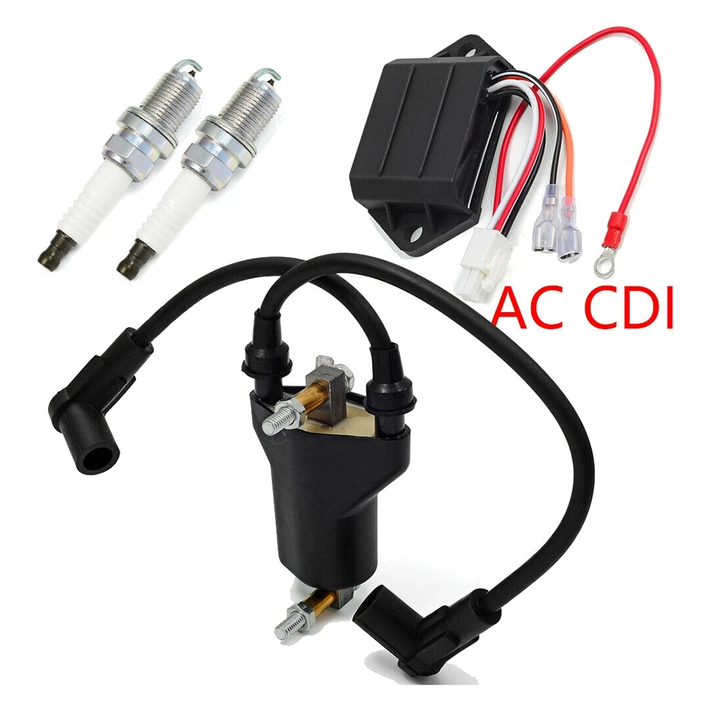 AC CDI Ignitor & Ignition Coil & Spark Plug for 1991-2002 EZGO Golf Cart 4 Cycle Engine Gas 26652-G01 72562-G01