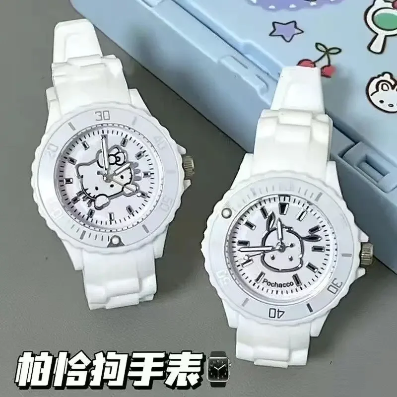 Sanrio Hello Kitty Kuromi Pure White Watch High-end Design Fashion Simple Waterproof Simple High-value Watch Holiday Gift