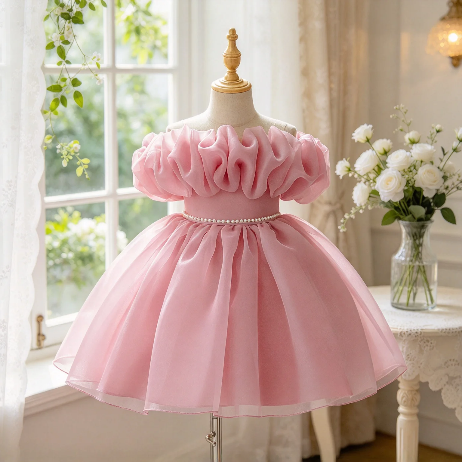 Formal princess style puffy dress suitable for holidays balls performances flower girls and weddings