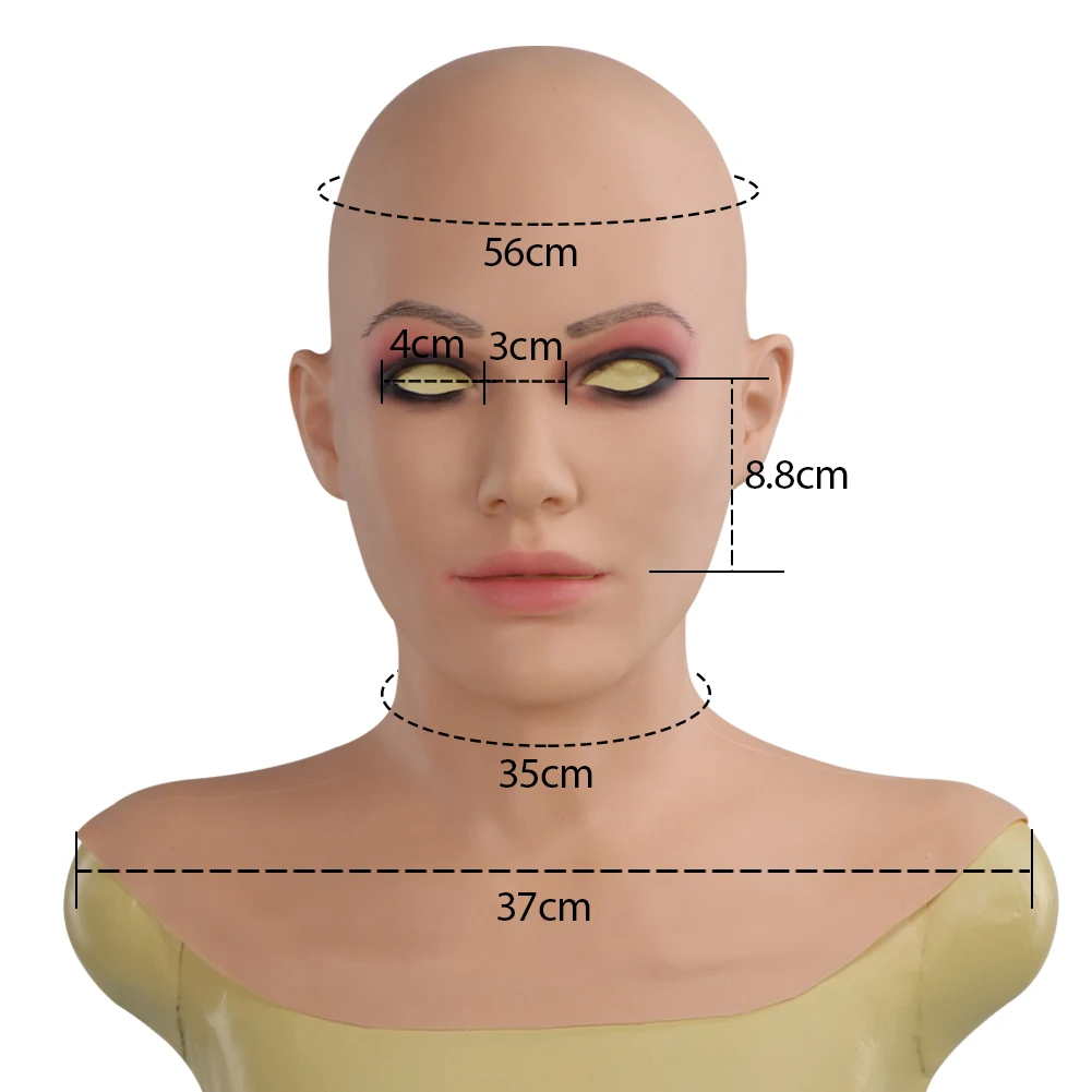 Realistic Female Mask With Neck Crossdresser Silicone Face Mask Headwear Crossdresser Costumes Drag Queen Male to Female