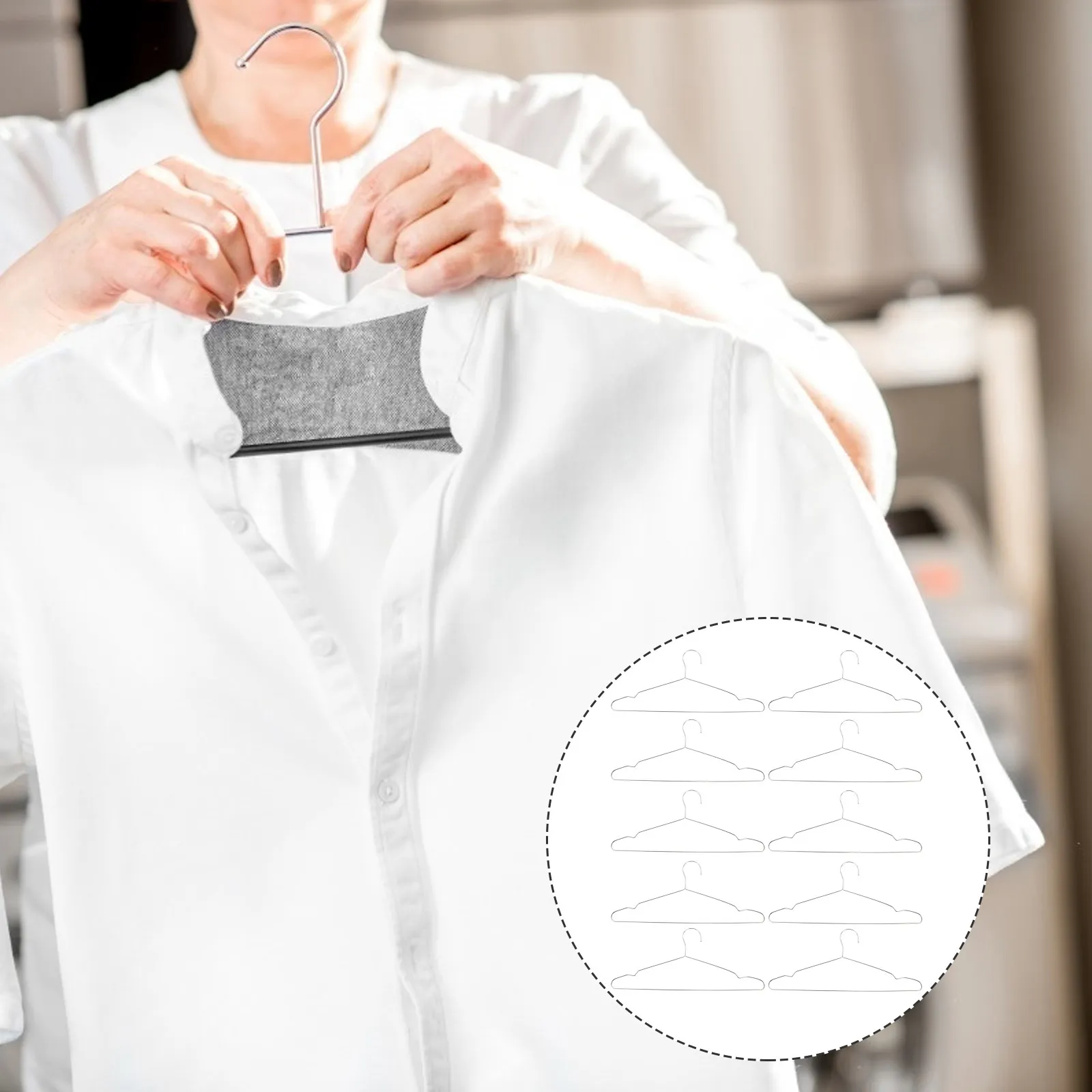 

10 шт. вешалок для одежды из нержавеющей стали, усиленные, плоские, с нескользящими выемками, антикоррозийные крючки для костюмов, пальто, курток, платьев