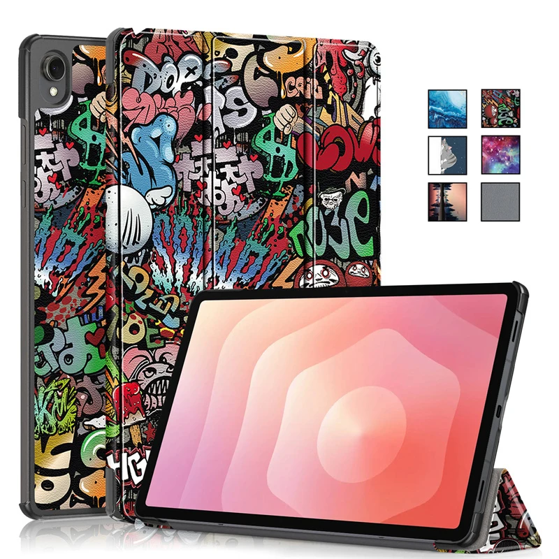 

For Samsung Tab S11 Case 11 inch Trifold PU Leather Hard Stand Painted Cover For Funda Galaxy Tab S11 S11 5G Case SM-X730 X736B