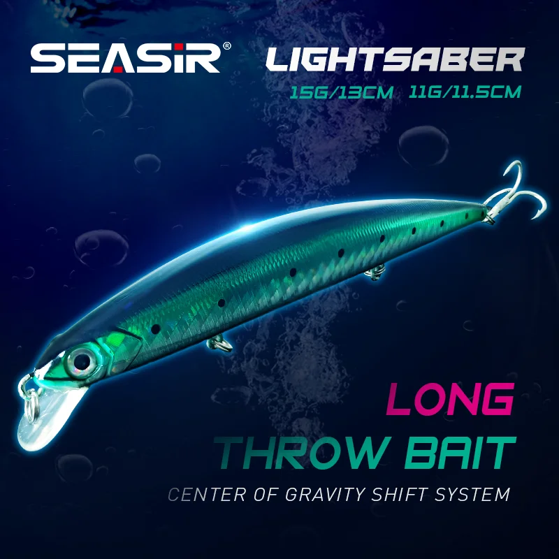 SeaSir Lightsaber Minnow Long Throw Floating Fishing Lure With Three Barbed Treble Hooks For Saltwater Freshwater