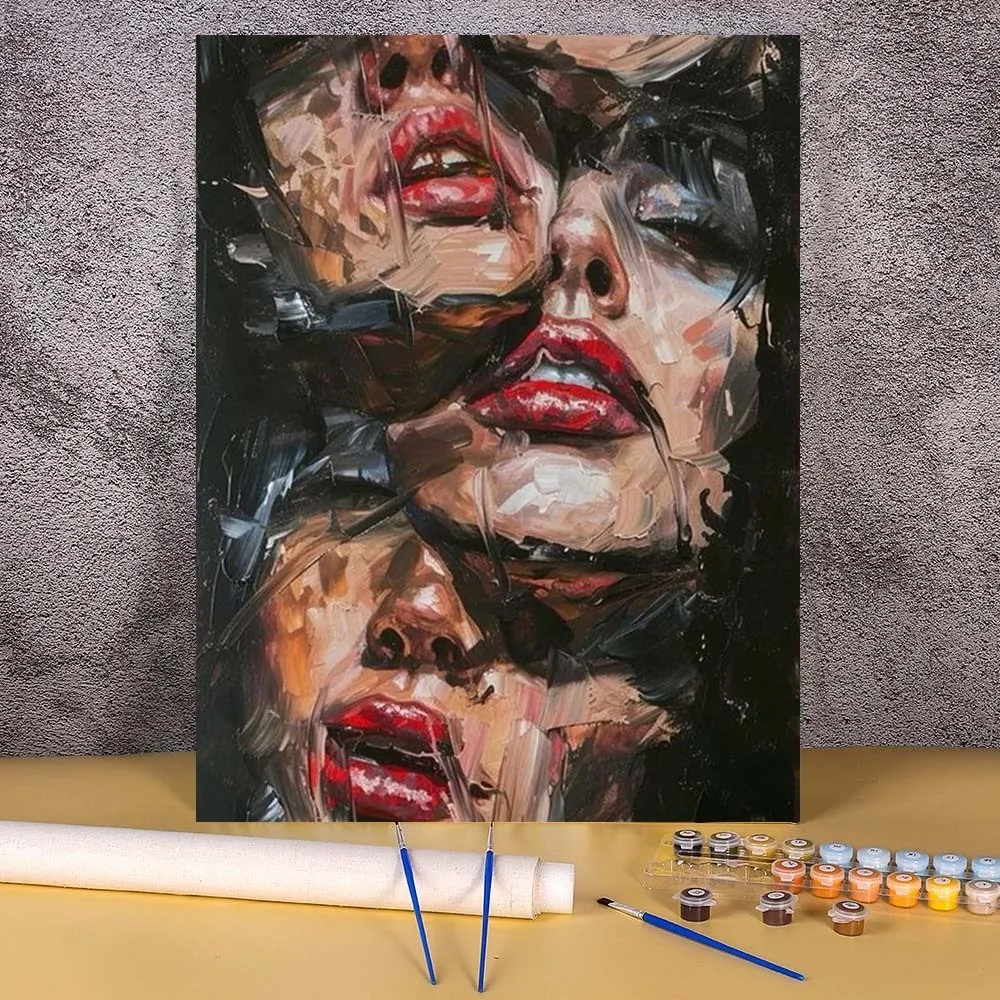 

Coloring By Number Women Face Drawing On Canvas Handpainted Painting Art Gift Home Decor DIY Dark Series Pictures By Number