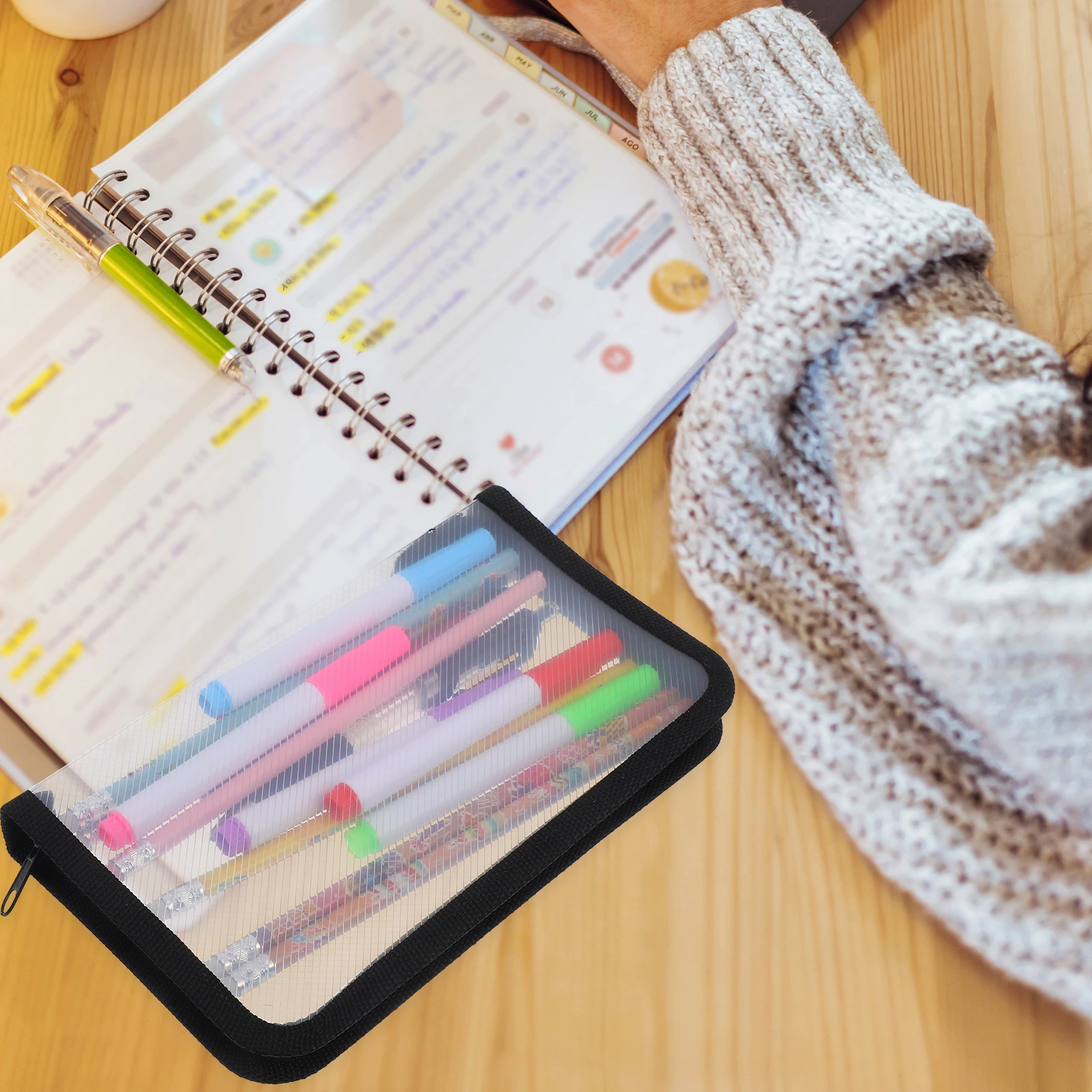 

Clear Transparent Zipper Pen Storage Multifunctional Makeup Case Stationery Organizer Plastic Bag For School Office