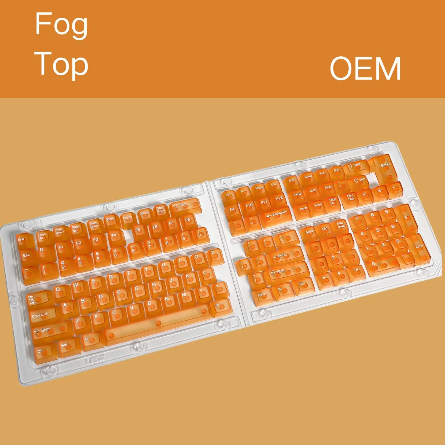 

Оранжевый туман и прозрачные колпачки для клавиш OEM, колпачки для клавиш с вишневым профилем, без печати, боковая верхняя механическая клавиатура «сделай сам», 68, 96, 108