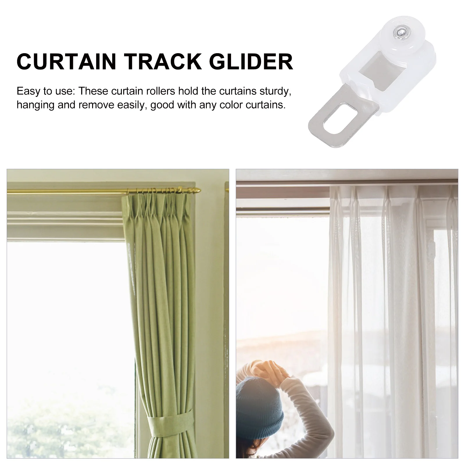 

50pcs Curtain Track Roller Heavy Duty Rust Resistant Smooth Gliding Easy Install Wheel for All Types Curtains Home Decor